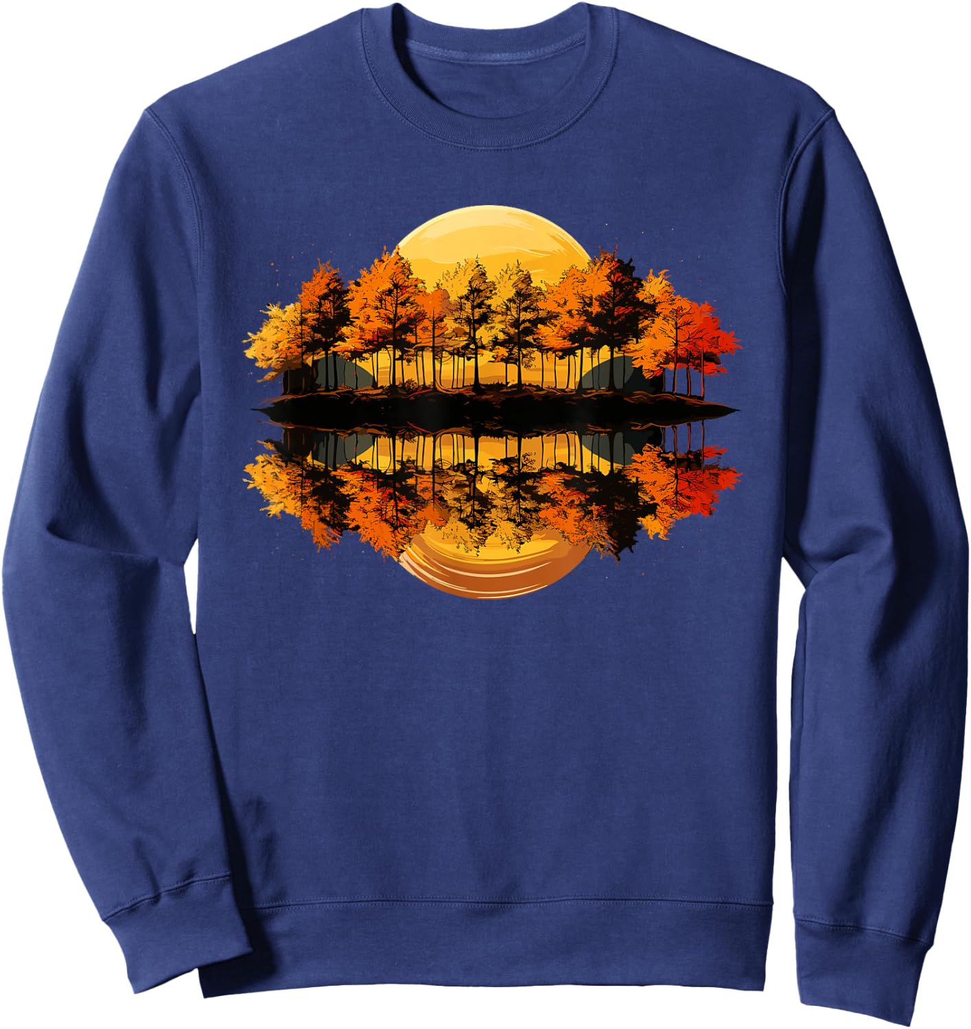Nature Reflection Forest Trees Outdoor Wildlife Sweatshirt - Sweatshirt | Navy