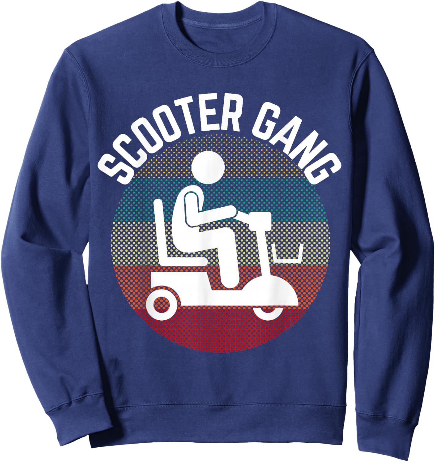 Mobility Scooter Gang Retro Vintage Moped Motorcycle Wheeler Sweatshirt - Sweatshirt | Navy