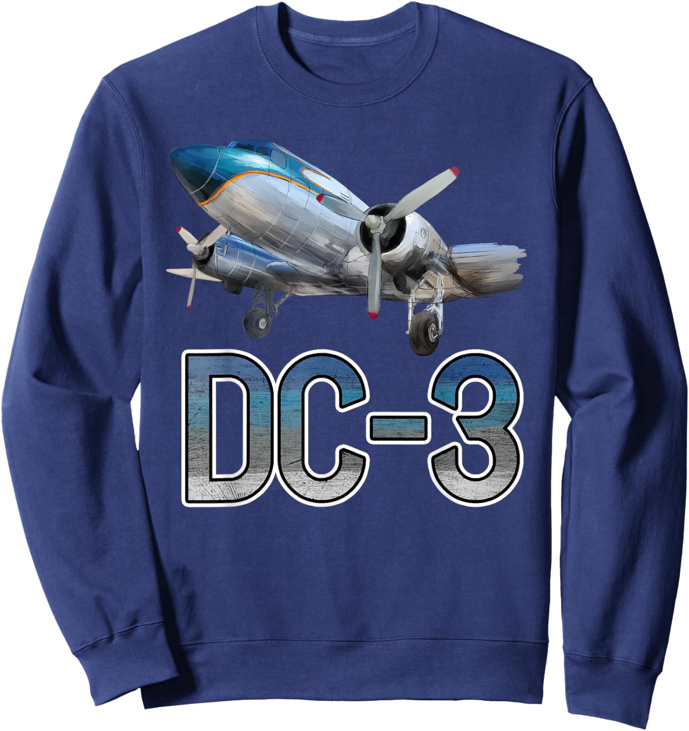 Vintage DC-3 Airplane Funny Aircraft Plane Lover Outfit Men Sweatshirt - Sweatshirt | Navy