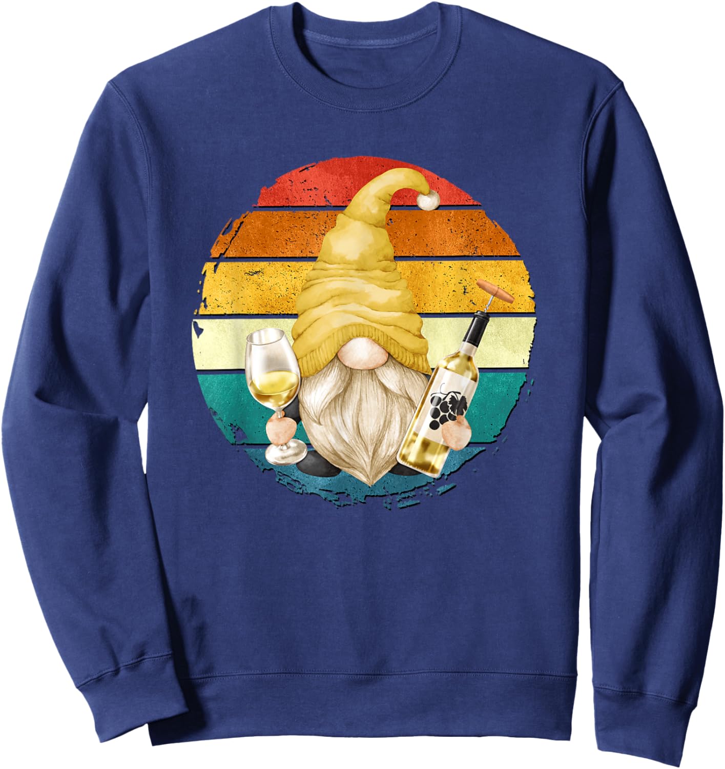 Vintage Wine Gnome Graphic For Just A Girl Who Loves Wine Sweatshirt - Sweatshirt | Navy