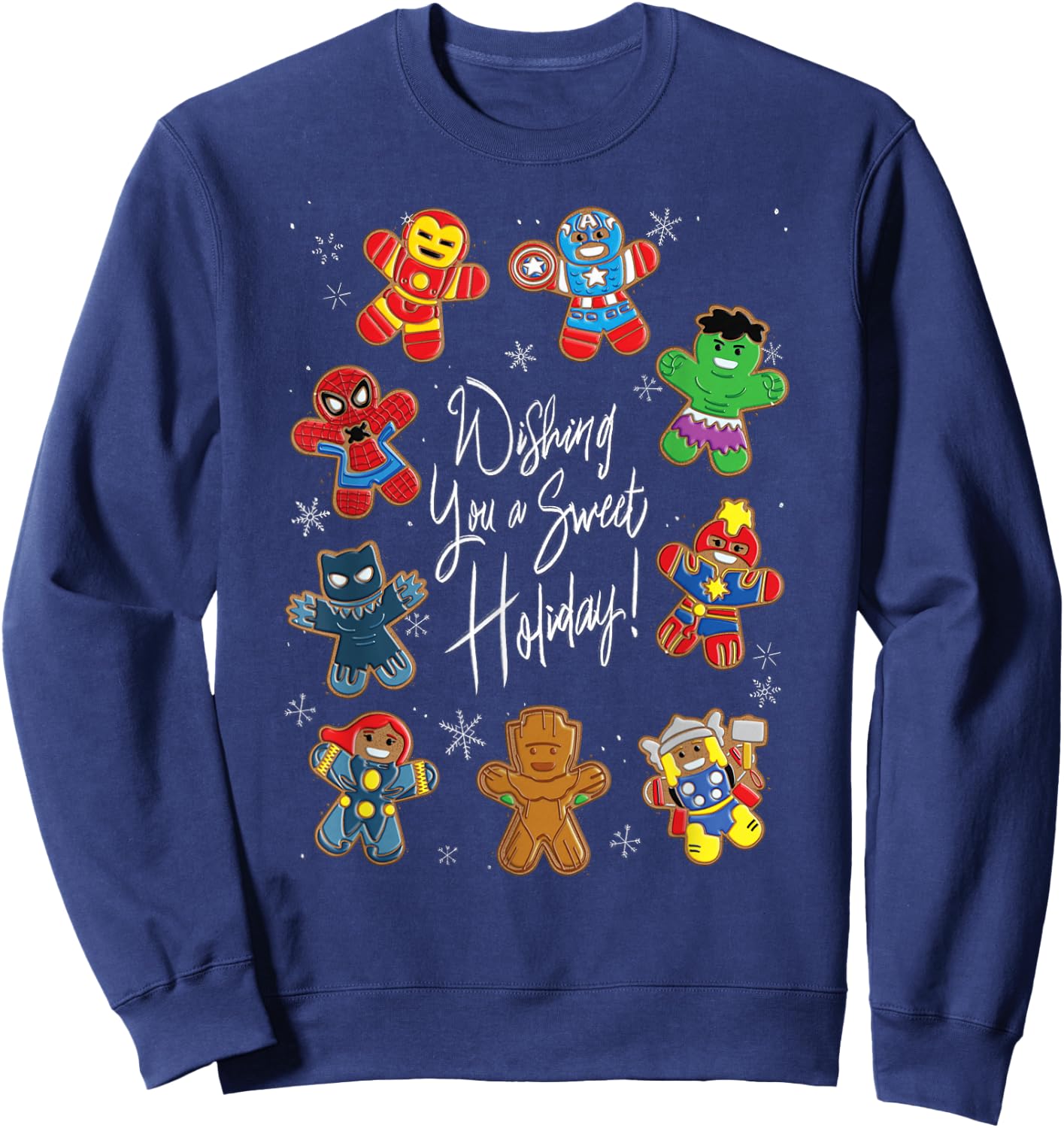 Marvel Avengers Christmas Gingerbread Wishing Sweet Holiday Sweatshirt - Sweatshirt | Navy