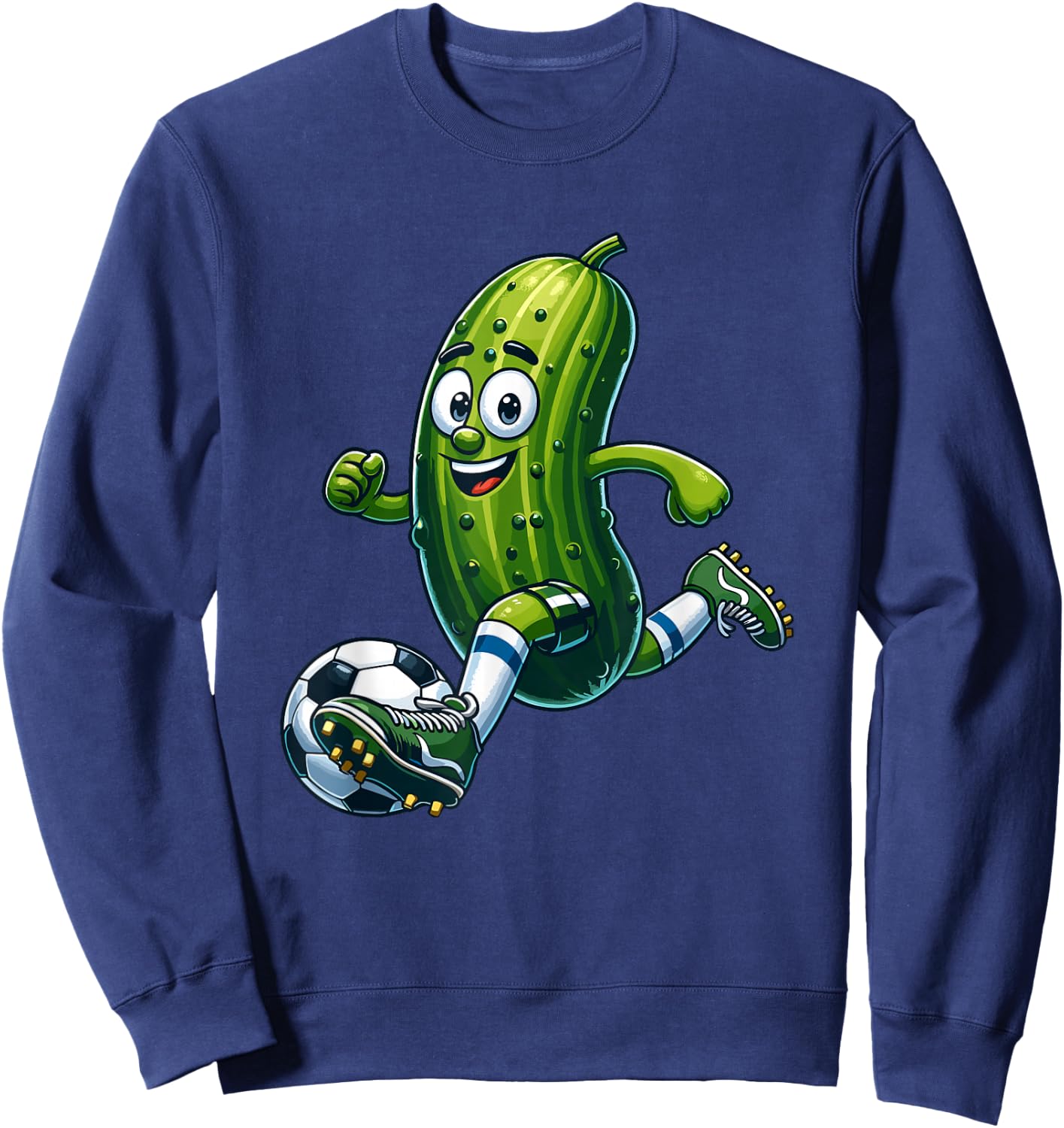 Playful Soccer Pickle - Cartoon Goal Scorer Sweatshirt - Sweatshirt | Navy