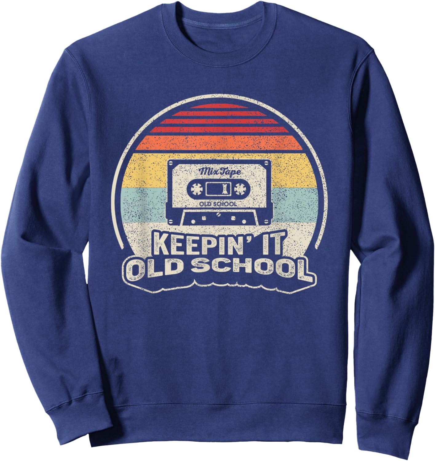 Cassette Music Retro Old School Hip Hop 80s 90s Mixtape Sweatshirt - Sweatshirt | Navy