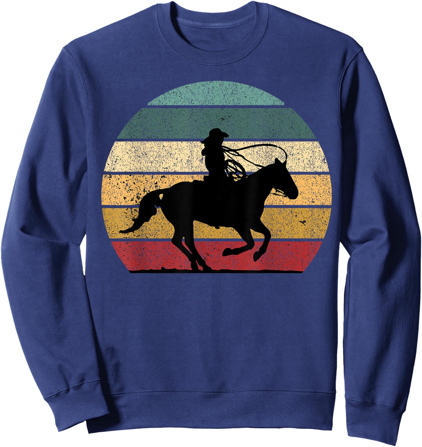 Girl Roping Horse Riding Cowgirl Vintage Texas Equestrian Sweatshirt - Sweatshirt | Navy