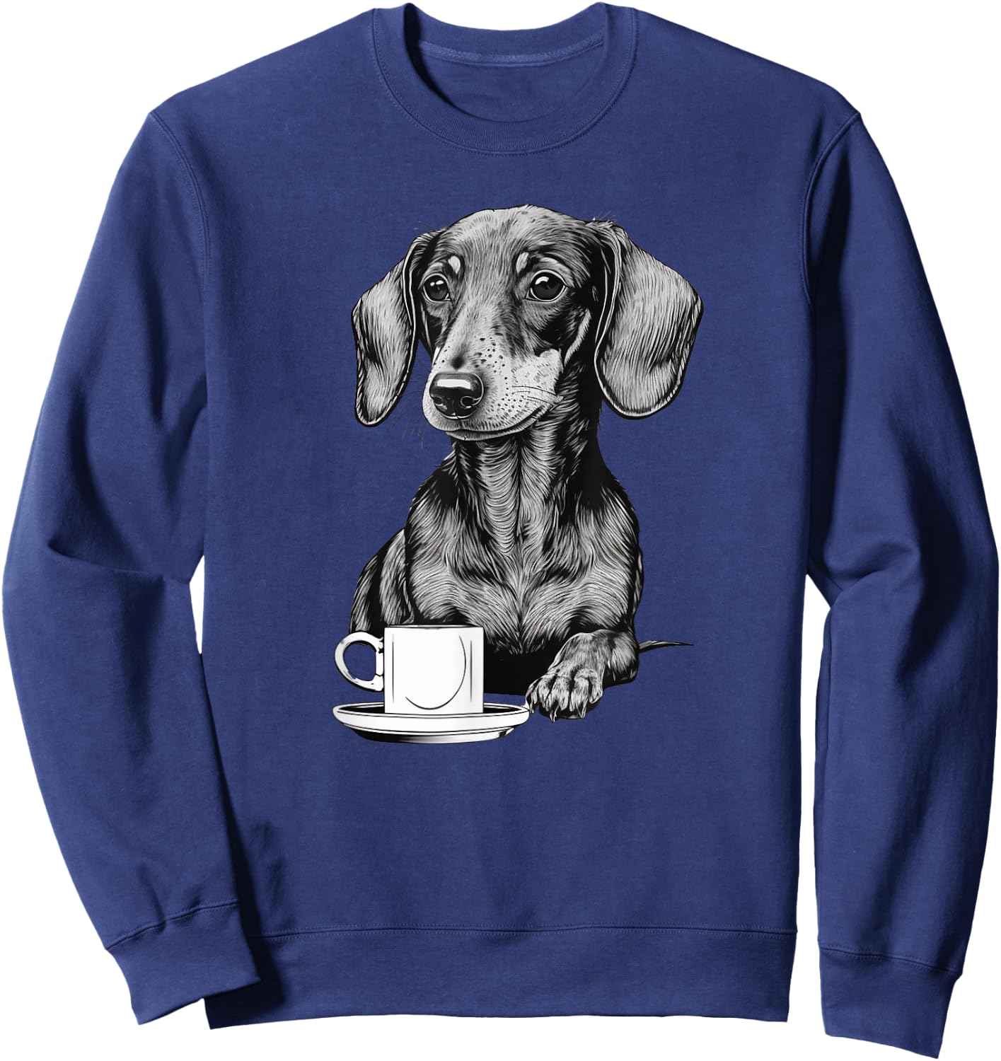 Dachshund Puppy Wiener with Coffee Sweatshirt - Sweatshirt | Navy