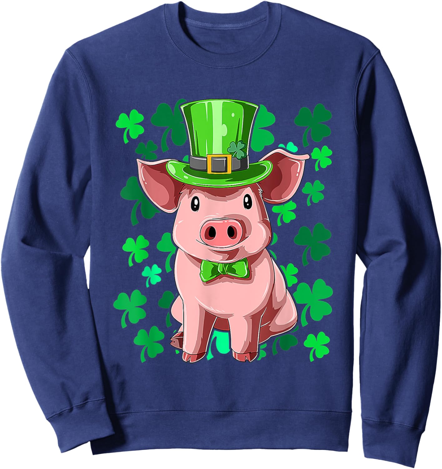 St Patrick's Day Pig Leprechaun Lucky Irish Pig Farmers Sweatshirt - Sweatshirt | Navy