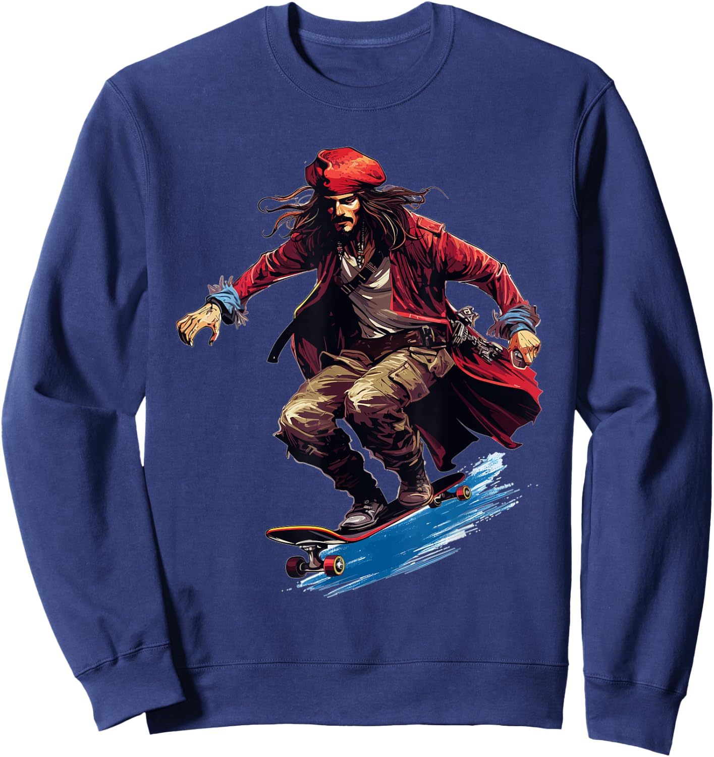 Pirate Skater - Skateboard Skateboarder Skateboarding Sweatshirt - Sweatshirt | Navy