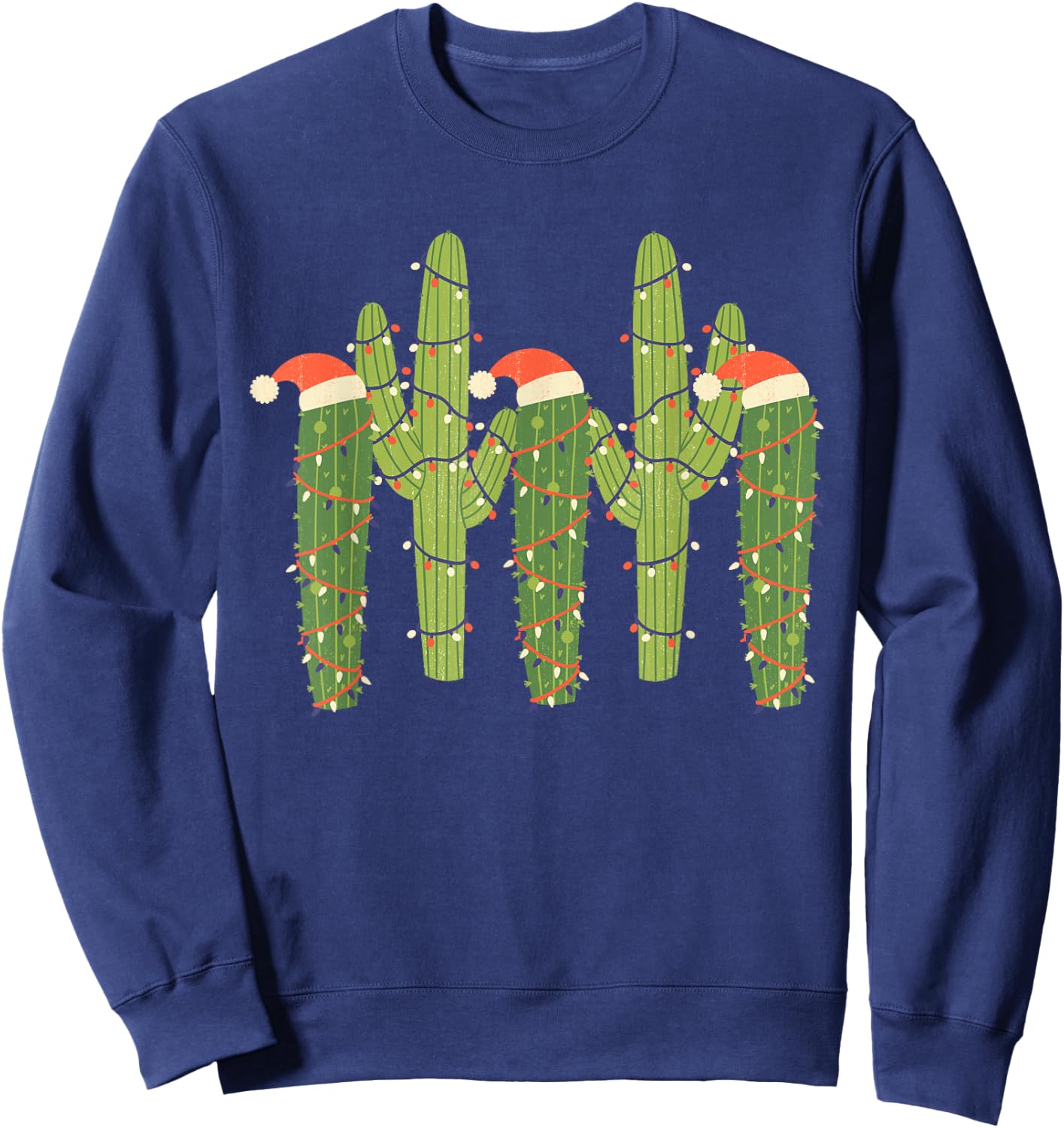 Christmas Cactus Desert Vintage Saguaro Cactus Plants Lover Sweatshirt - Sweatshirt | Navy