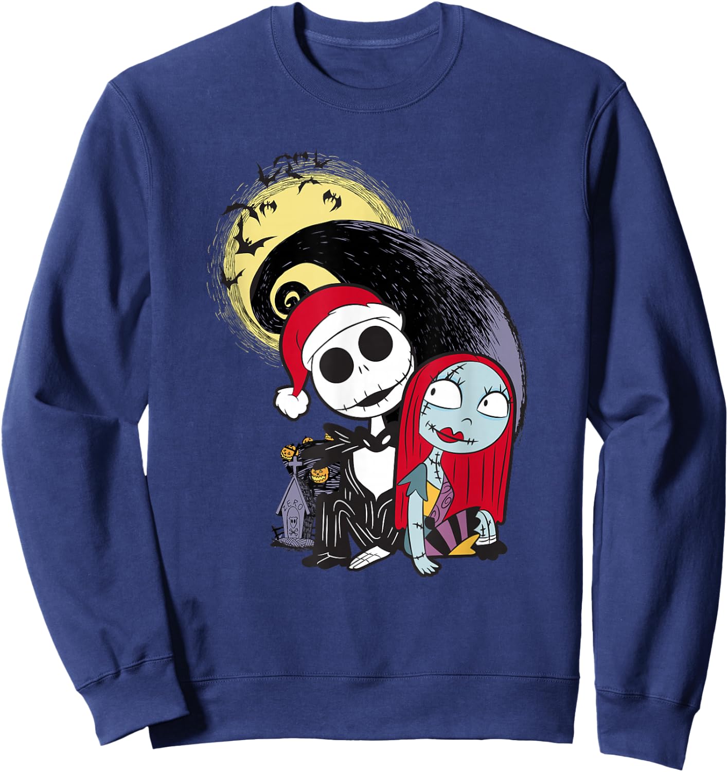 Disney The Nightmare Before Christmas Jack & Sally Santa Hat Sweatshirt - Sweatshirt | Navy