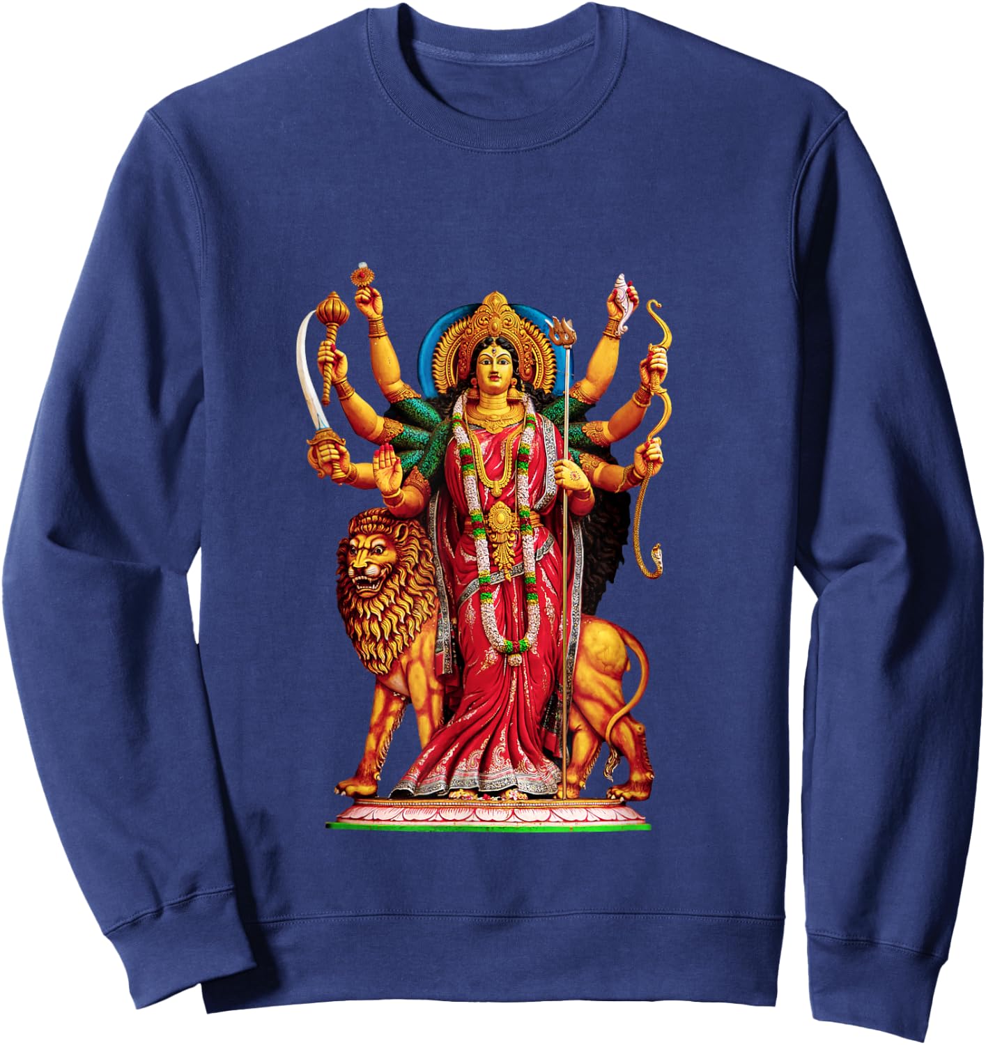 Clever Witty Durga Designs Women's Durga Hindu Religion Divine Glory Goddess Sweatshirt - Sweatshirt | Navy