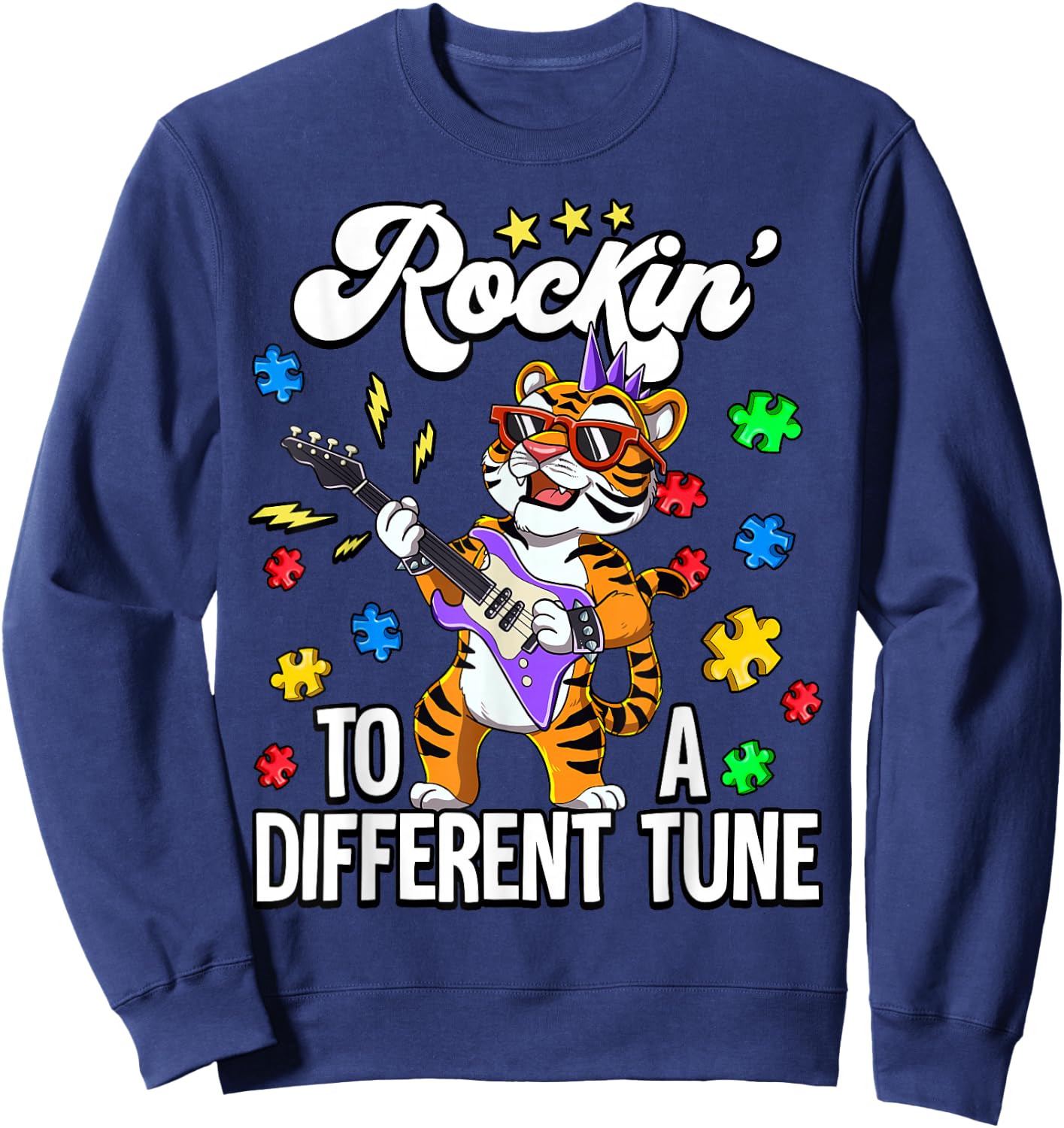 Autism Rockin To A Different Tune Sweatshirt - Sweatshirt | Navy