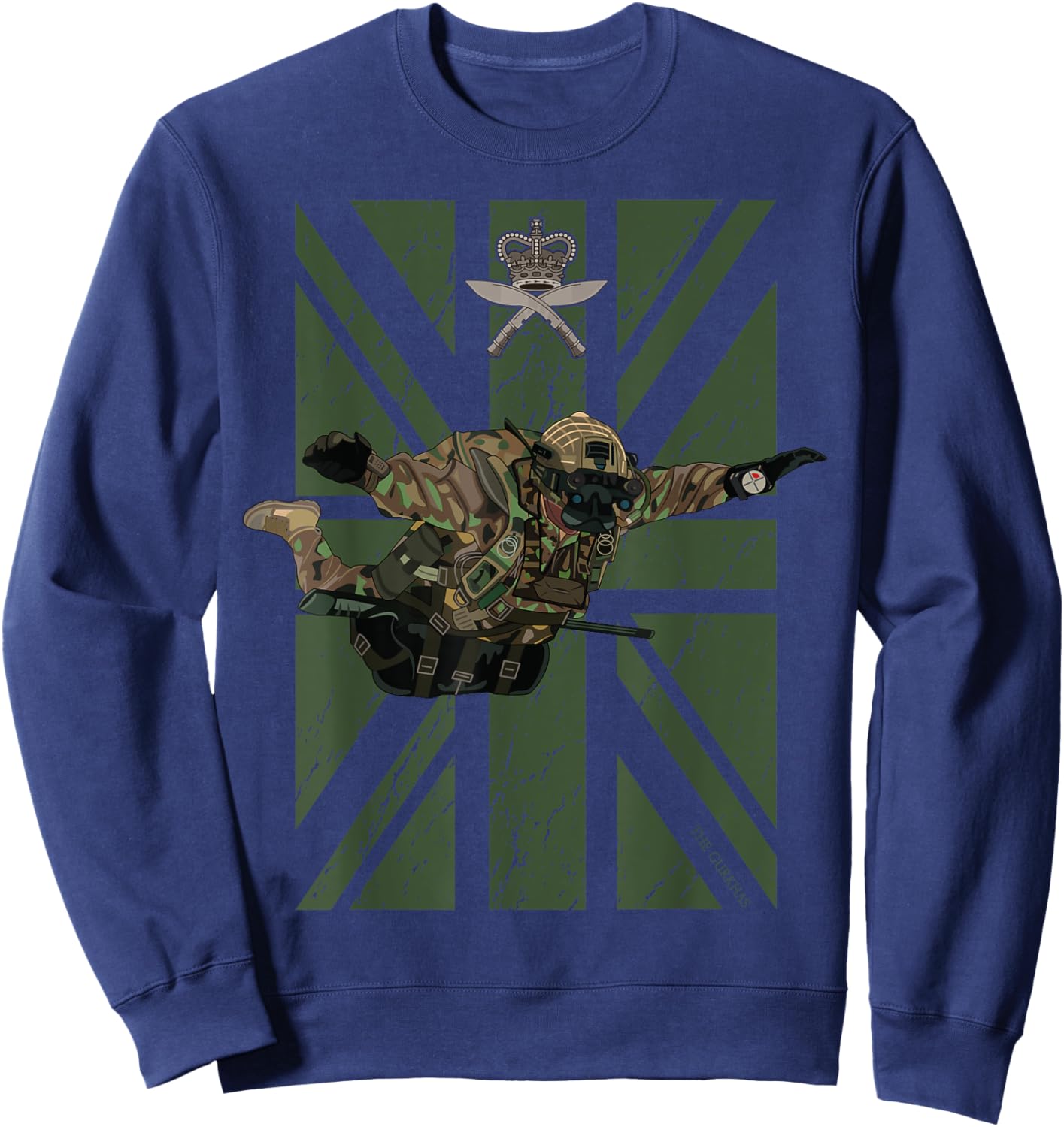 Gurkha Rifles British Special Force Military Paratrooper Sweatshirt - Sweatshirt | Navy