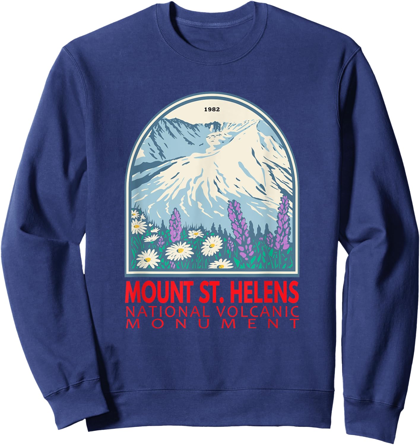 Mount St Helens National Volcanic Monument Emblem Vintage Sweatshirt - Sweatshirt | Navy