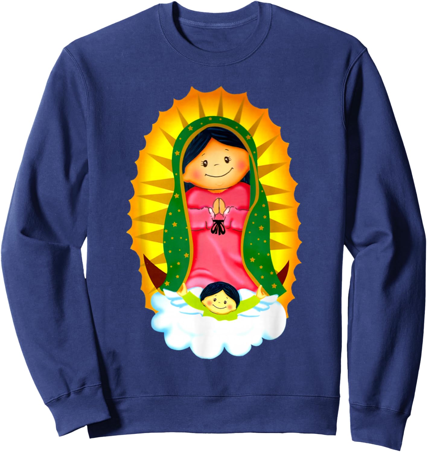 Virgen de Guadalupe Our Lady of Guadalupe Catholic Mary Sweatshirt - Sweatshirt | Navy