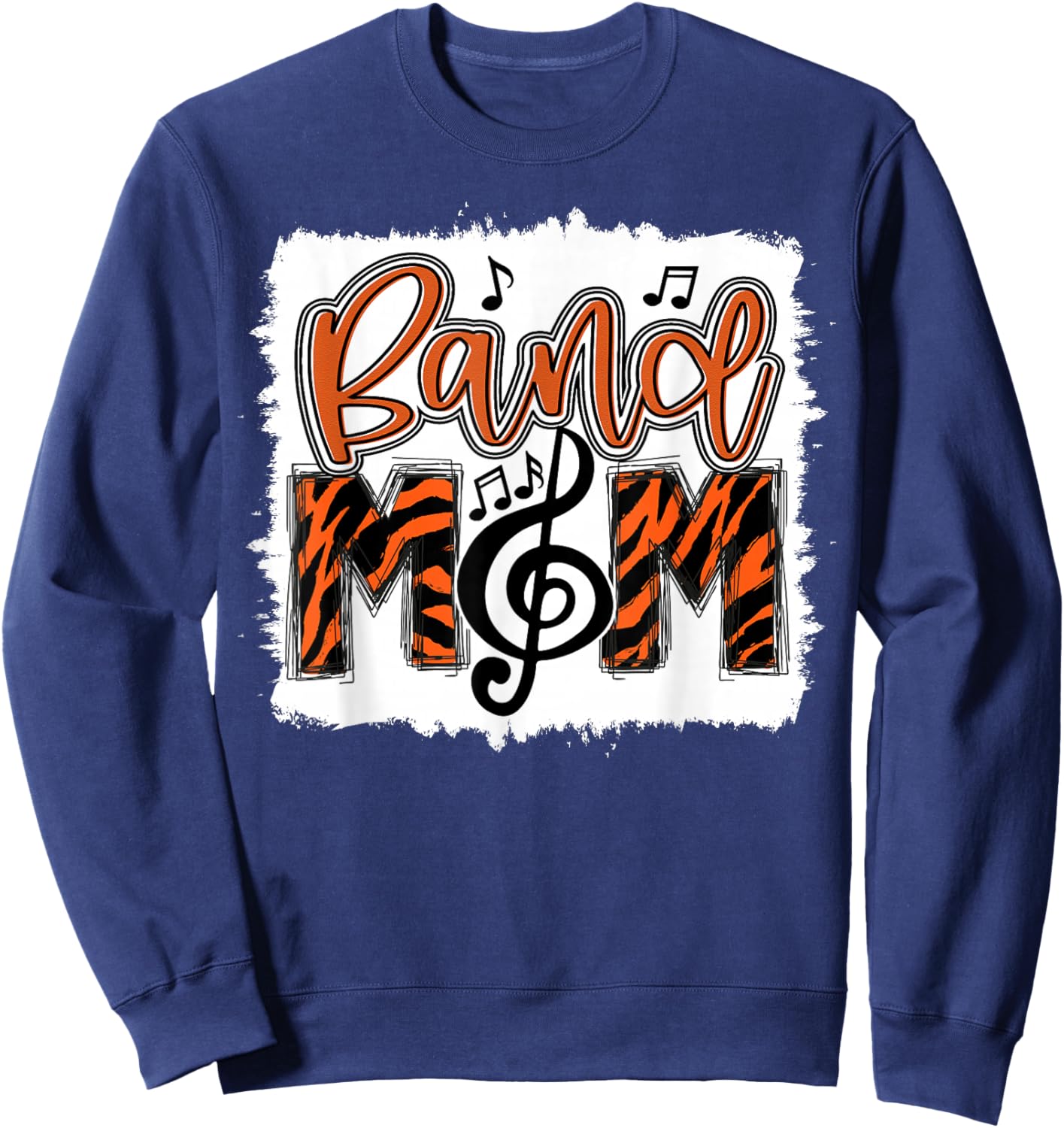 Band Mom 2026 Marching Tiger Print Class of 2026 Senior Sweatshirt - Sweatshirt | Navy