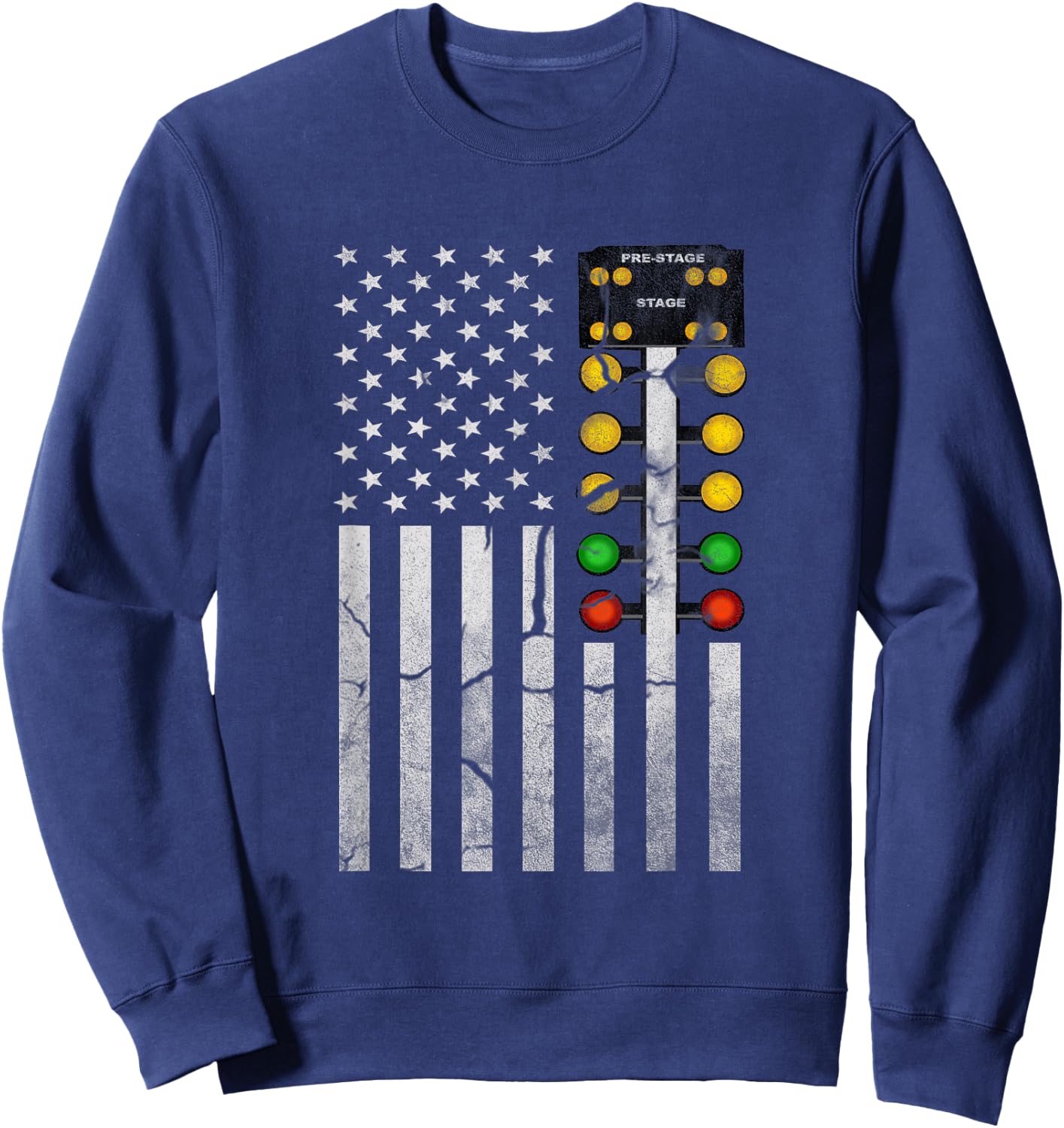 Drag Racing Flag American Drag Racer Drag Strip Tree Light Sweatshirt - Sweatshirt | Navy