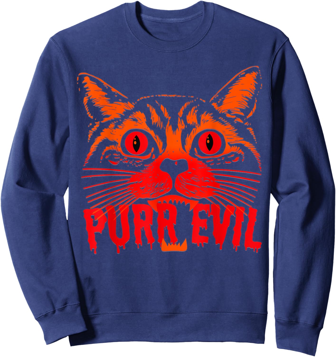 Purr Evil Satanic Cat Spooky design for Halloween Men Women Sweatshirt - Sweatshirt | Navy