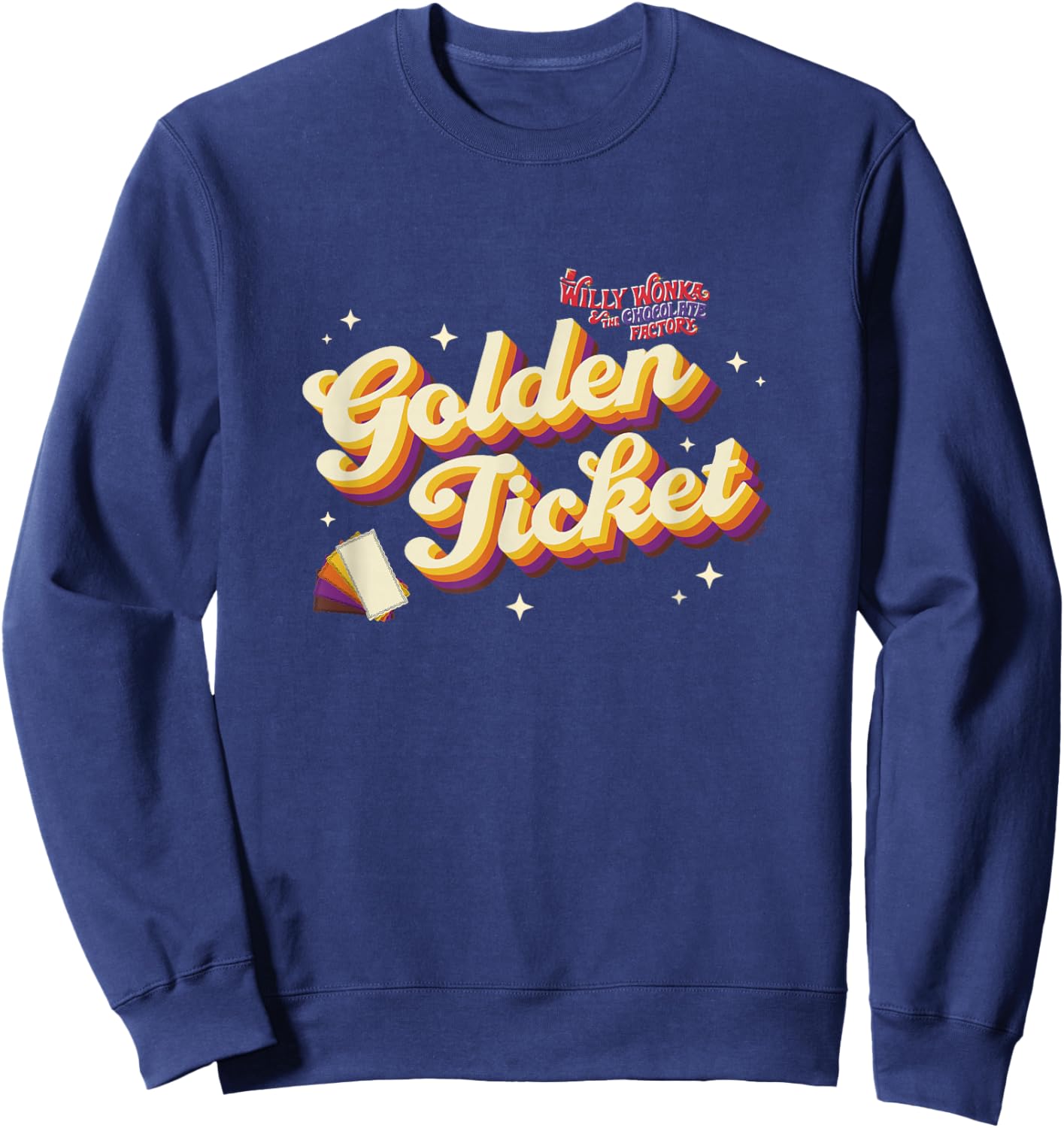 Willy Wonka & The Chocolate Factory Golden Ticket Retro Sweatshirt - Sweatshirt | Navy