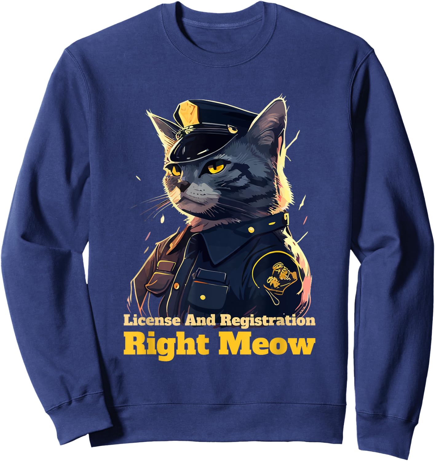 Right Meow Police Cat Pun Cop Officer Blue Line Kitten Lover Women Kids Sweatshirt - Sweatshirt | Navy