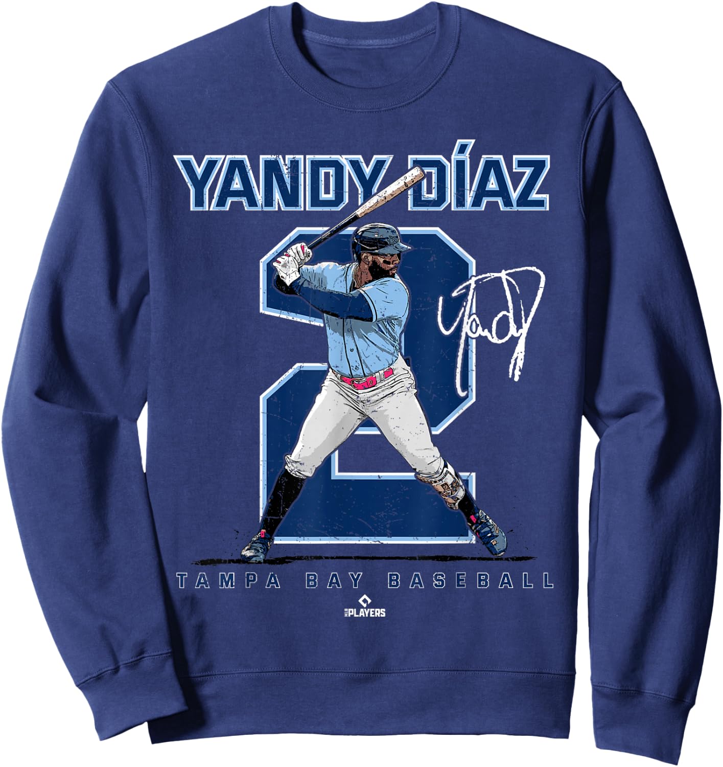 Number and Portrait Yandy Diaz Tampa Bay MLBPA Sweatshirt - Sweatshirt | Navy