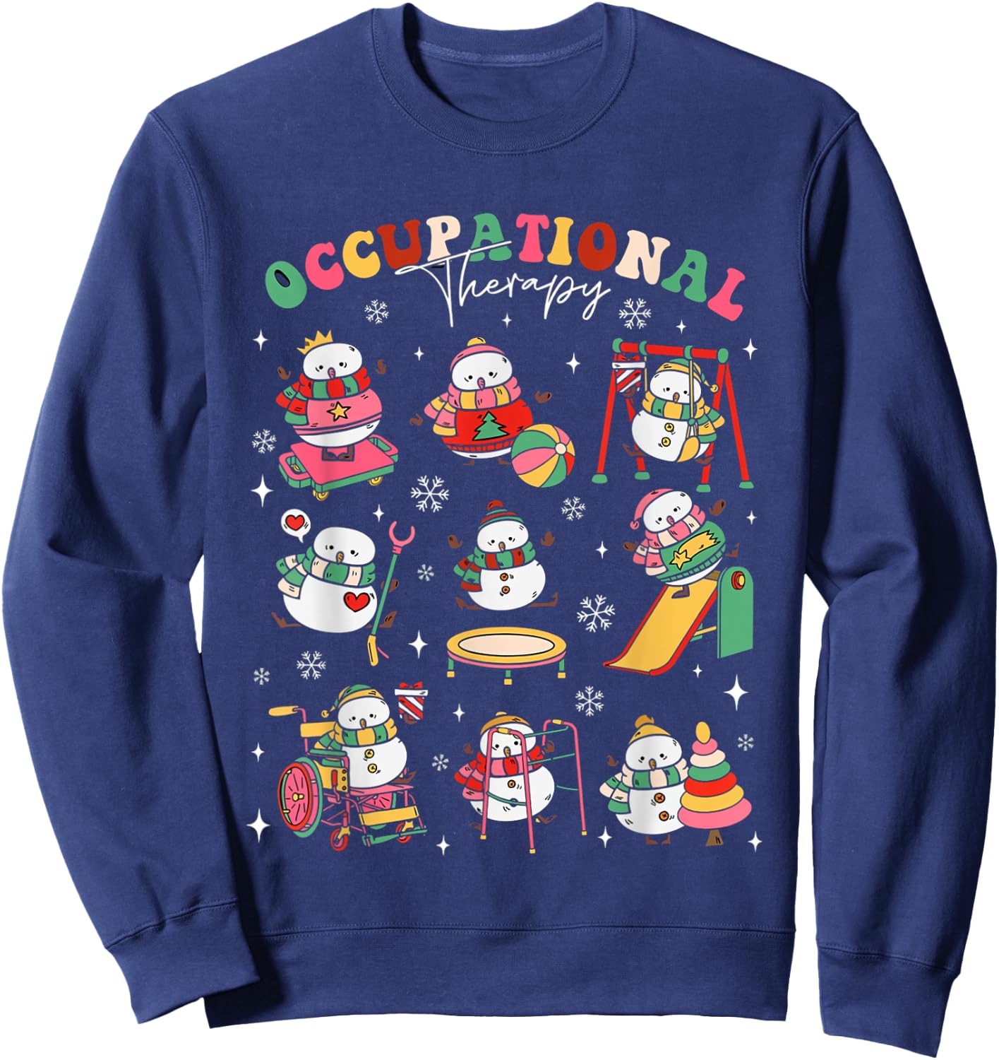 Retro Occupational Therapy Christmas Snowman OT OTA Women Sweatshirt - Sweatshirt | Navy