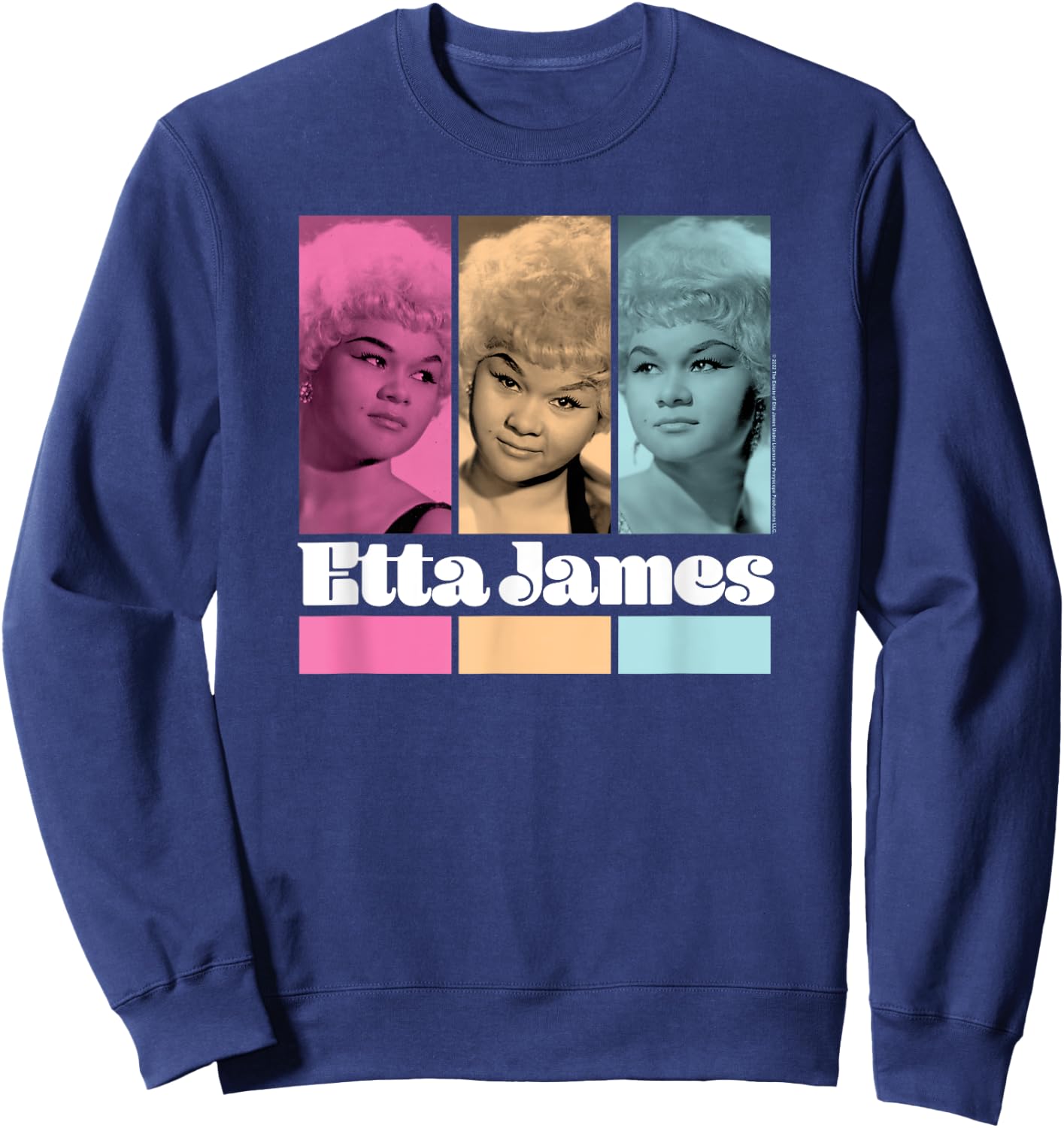 Etta James - Black, Small, -Adults, Short Sleeve, Classic Fit, Cotton 100%, Music-Themed Sweatshirt - Sweatshirt | Navy