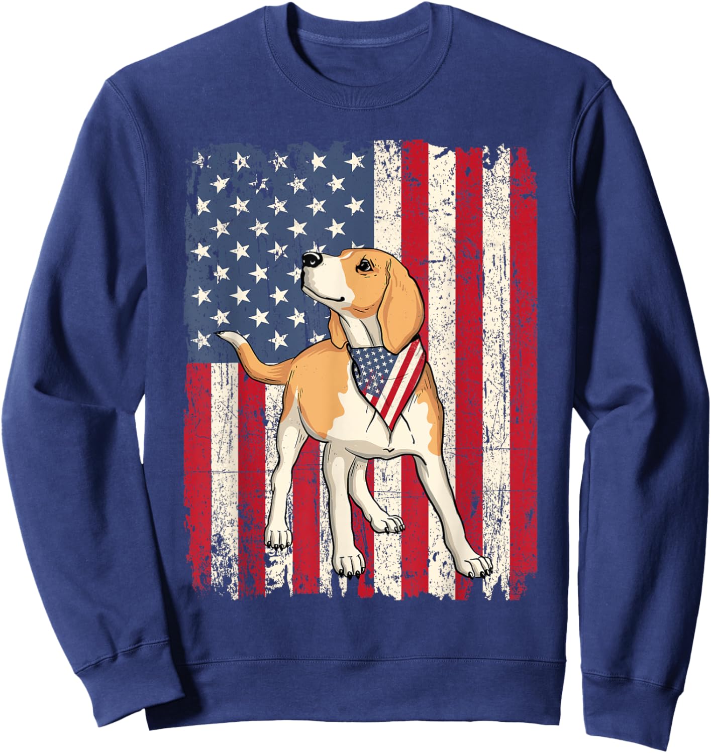 Beagle - American Flag 4th Of July Dog Trainer Puppy Lover Sweatshirt - Sweatshirt | Navy