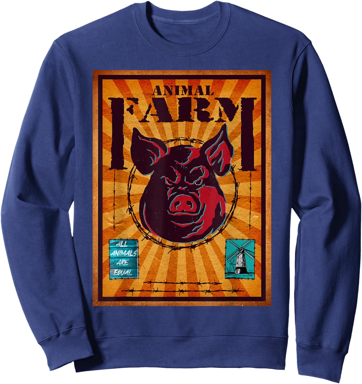 Animal Farm All Animals Are Equal Vintage Sweatshirt - Sweatshirt | Navy
