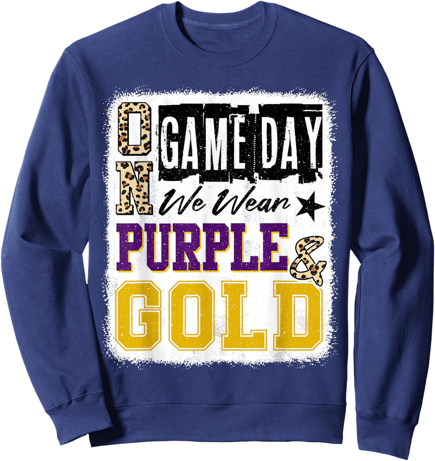 On Gameday Football We Wear Purple And Gold School Spirit Sweatshirt - Sweatshirt | Navy