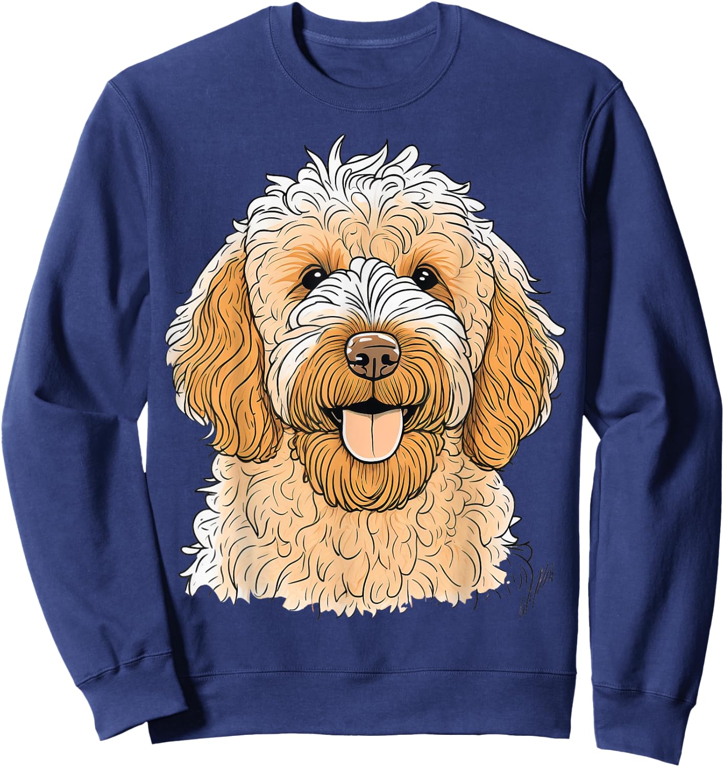 Cute Goldendoodle Dog on Golden Doodle Lover Men Women Kids Sweatshirt - Sweatshirt | Navy