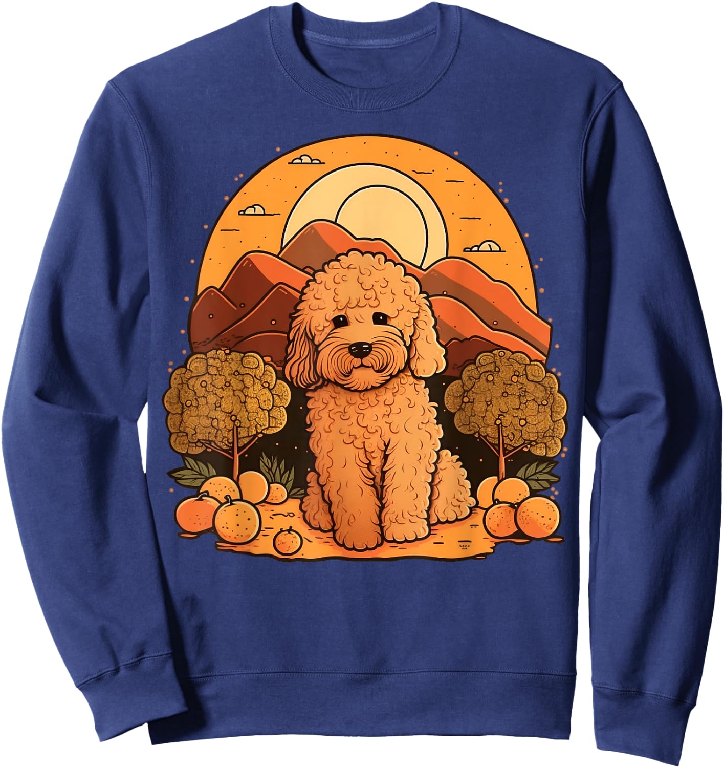 Cute Goldendoodle Dog on Golden Doodle Lover Women Kids Sweatshirt - Sweatshirt | Navy