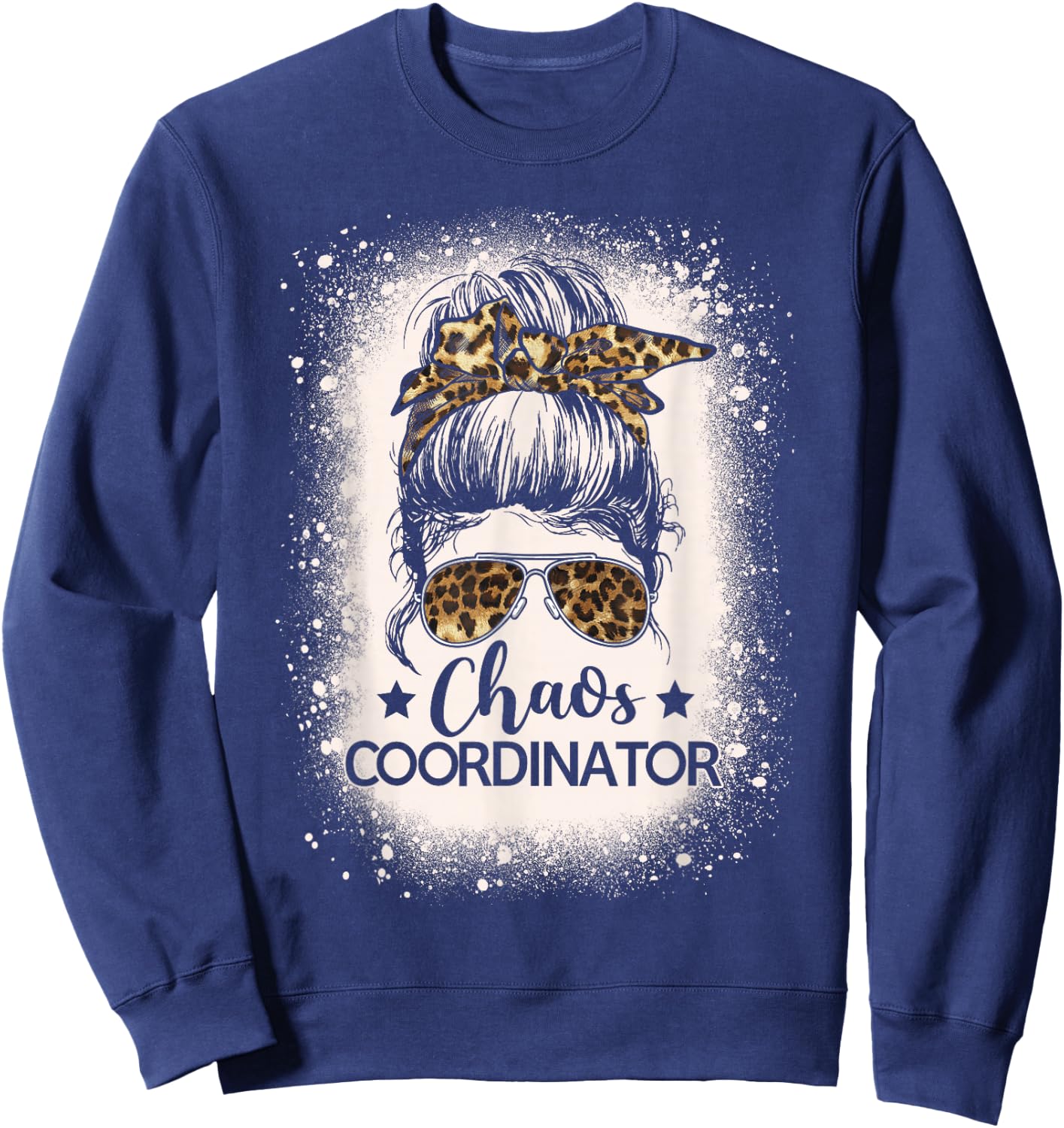 Chaos Coordinator Leopard Messy Bun Bleached Girls Women Sweatshirt - Sweatshirt | Navy
