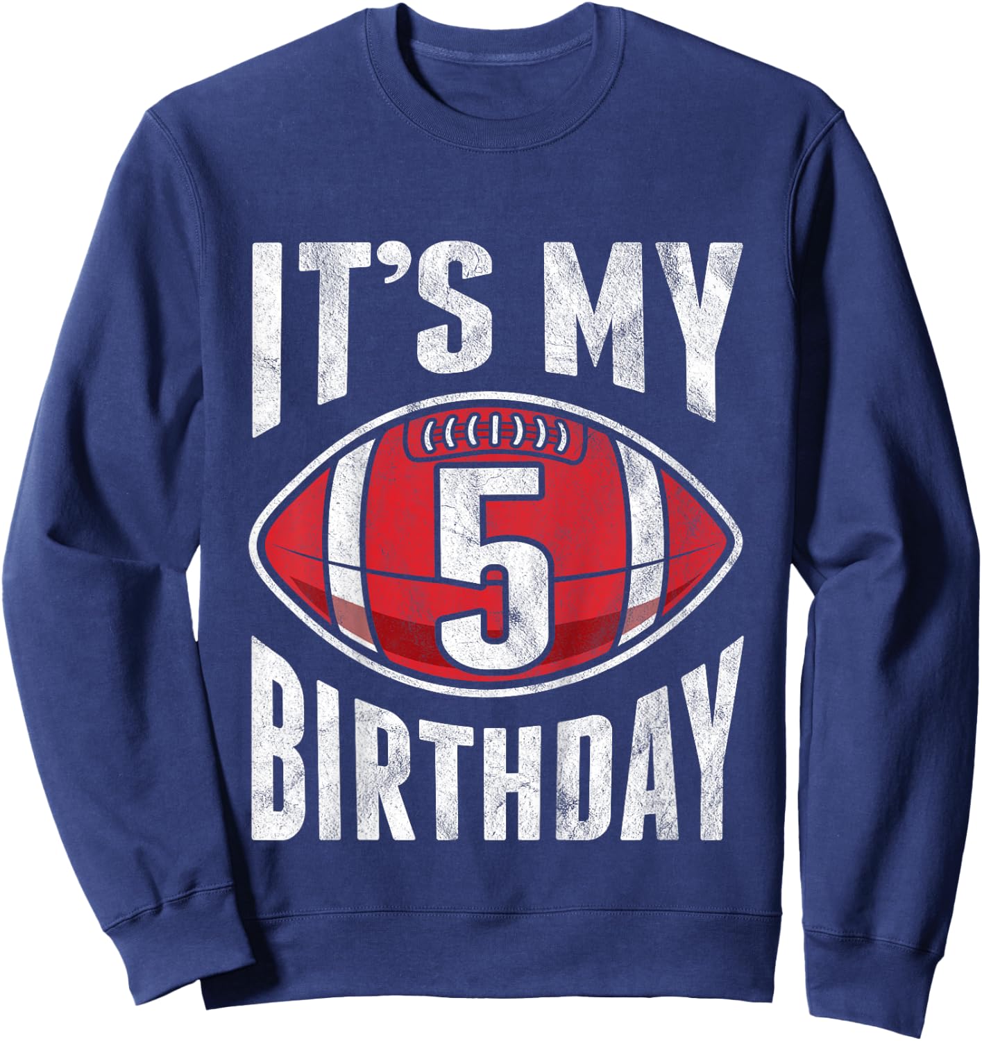 Kids 5 Years Old American Football 5th Birthday Boy Retro Style Sweatshirt - Sweatshirt | Navy