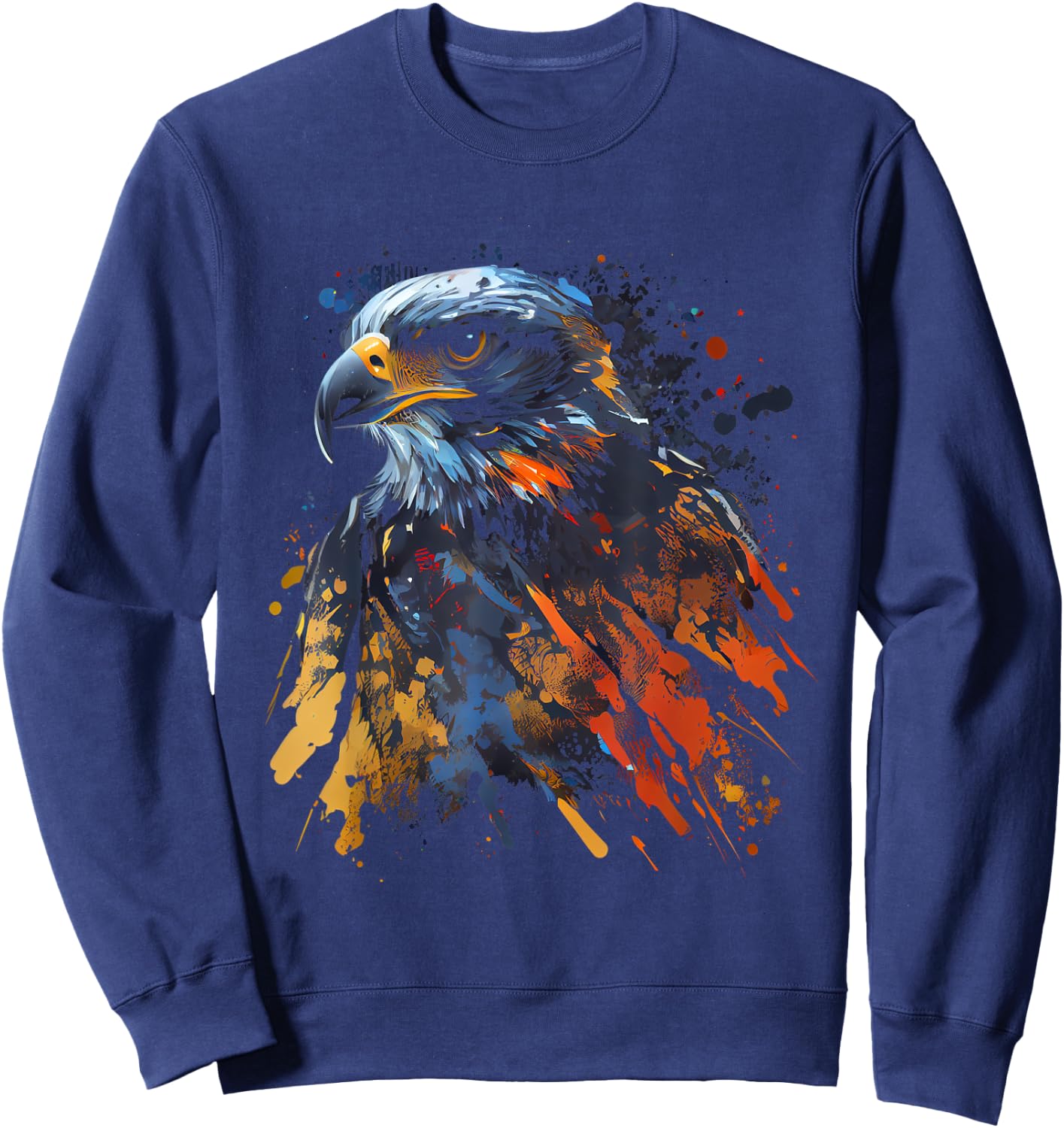 Hawk Bird Colorful Color Bird Observer Bird of Prey Sweatshirt - Sweatshirt | Navy
