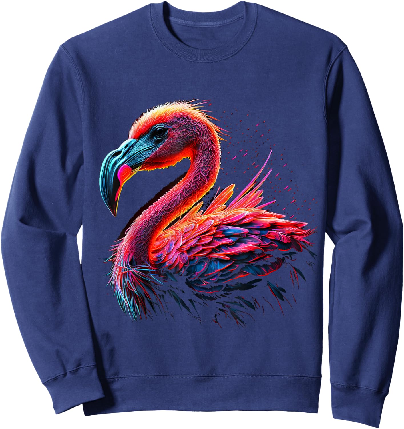 Flamingo Animal Lover Art Colourful Animal Print Flam Sweatshirt - Sweatshirt | Navy