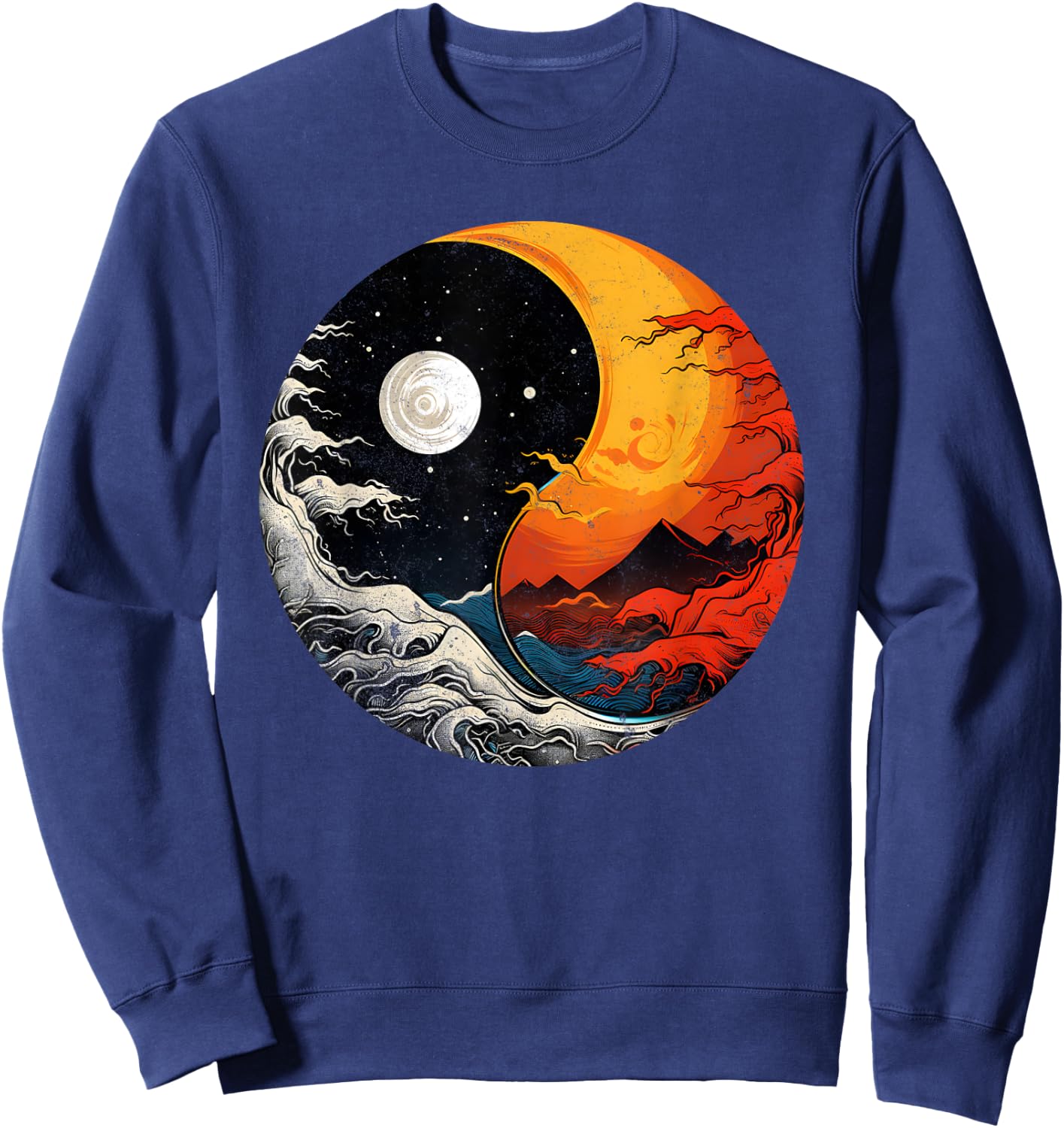 Ying Yang Energy Meditation Watercolor Tai Chi Day & Night Sweatshirt - Sweatshirt | Navy