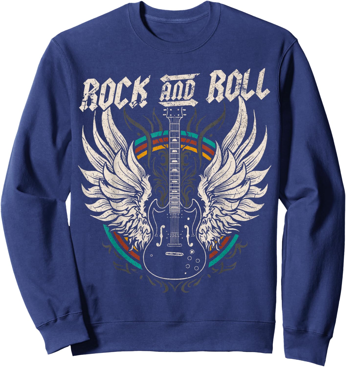 Rock and Roll Guitar Vintage Rock Music Sweatshirt - Sweatshirt | Navy