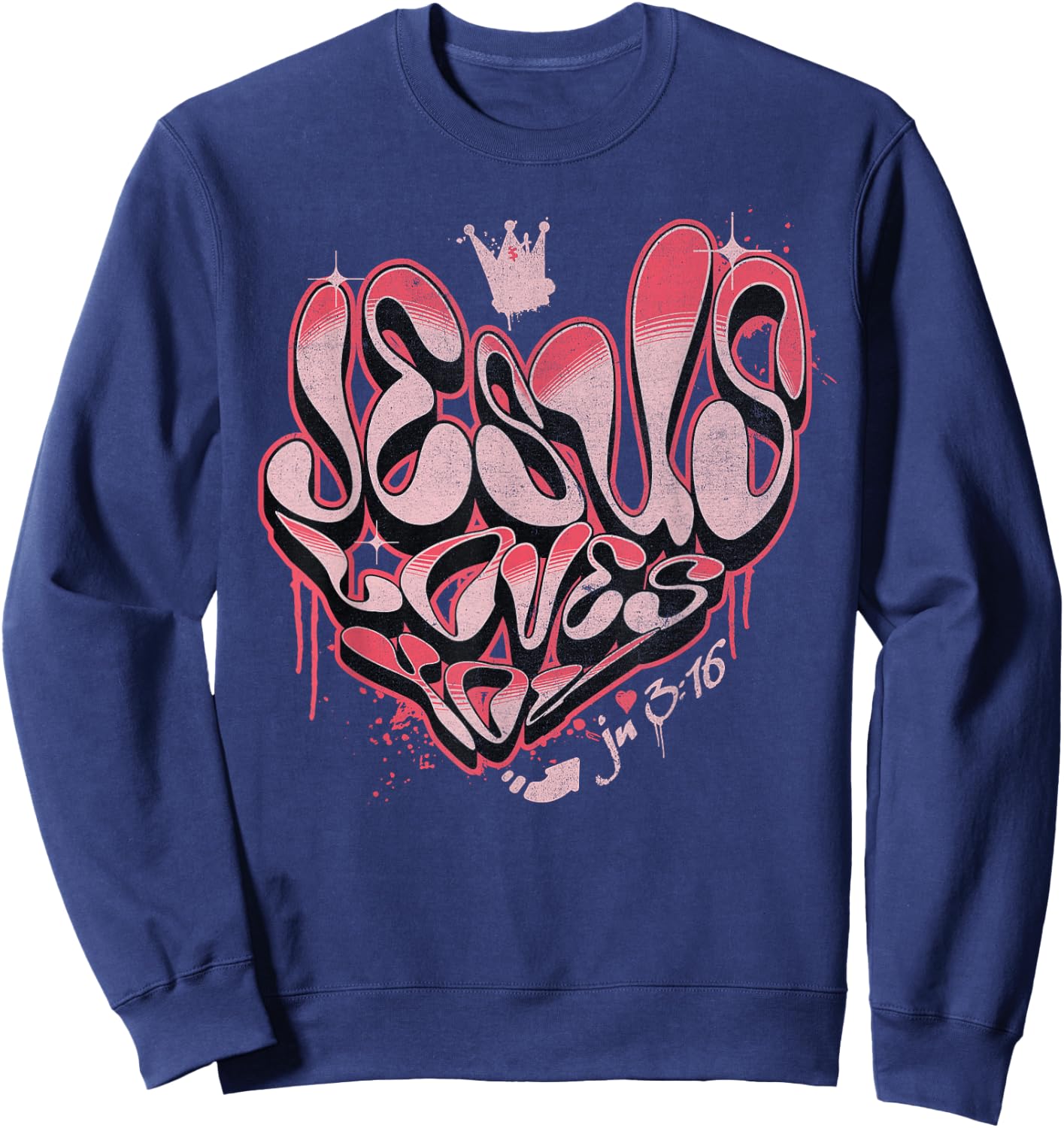Jesus Loves You Christian Shirt - John 316 Bible Verse Heart Sweatshirt - Sweatshirt | Navy