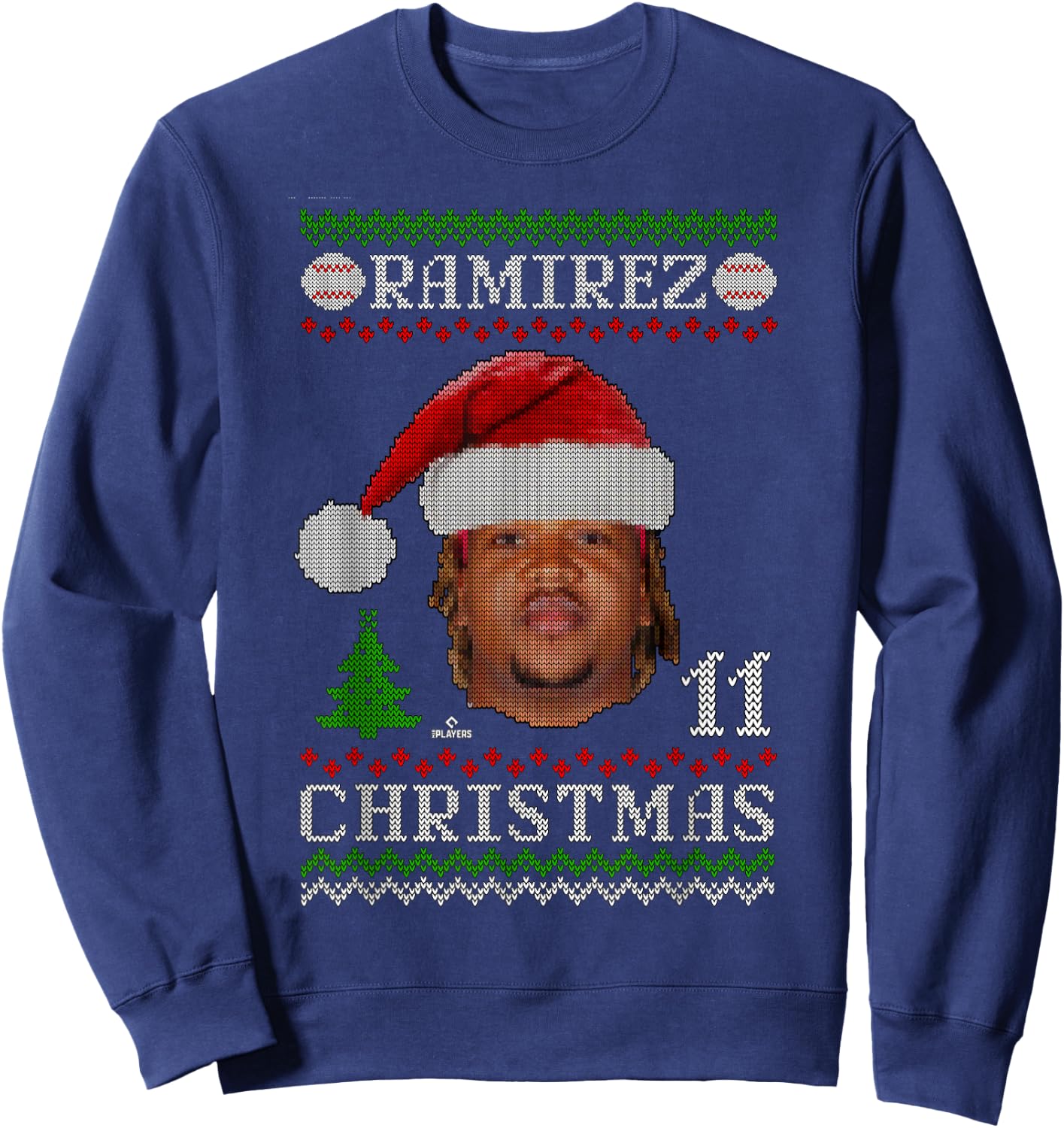 Jose Ramirez Cleveland Baseball Christmas Sweater MLBPA Sweatshirt - Sweatshirt | Navy