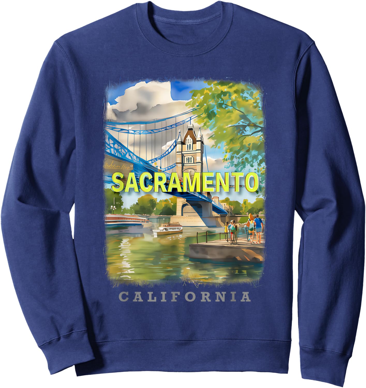 Sacramento California CA Riverfront Charm SD646 Sweatshirt - Sweatshirt | Navy