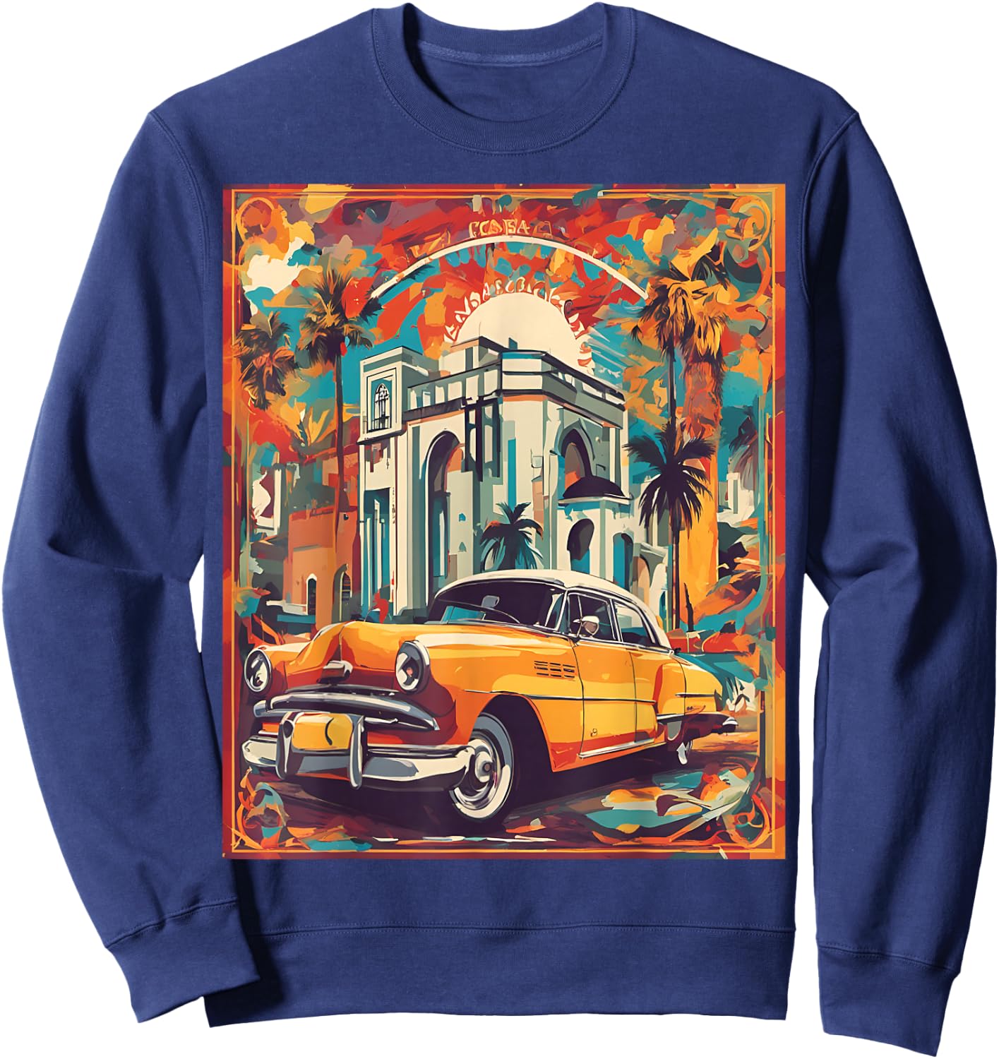 Classic Casablanca Romance Sticker Sweatshirt - Sweatshirt | Navy