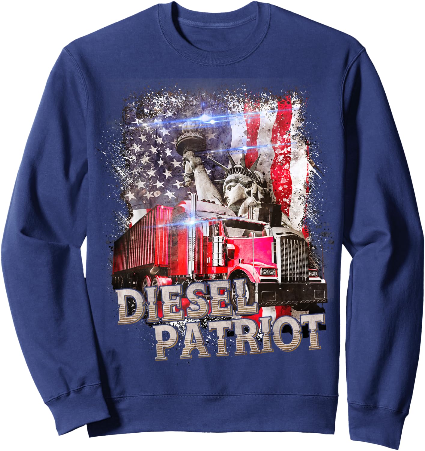Trucker Men Women Road Lorry Big Rig Trucking Truckin' Sweatshirt - Sweatshirt | Navy