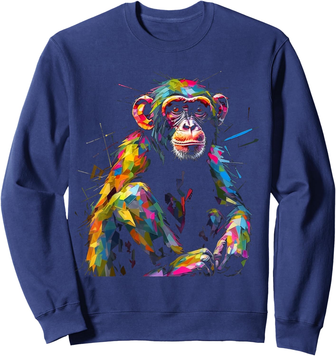 Monkey Animal Zoo Colourful Animal Motif Art Monkey Sweatshirt - Sweatshirt | Navy
