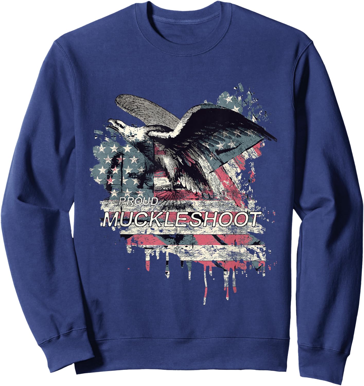 Muckleshoot American Indian Tribe Old theme USA Flag Eagle Sweatshirt - Sweatshirt | Navy
