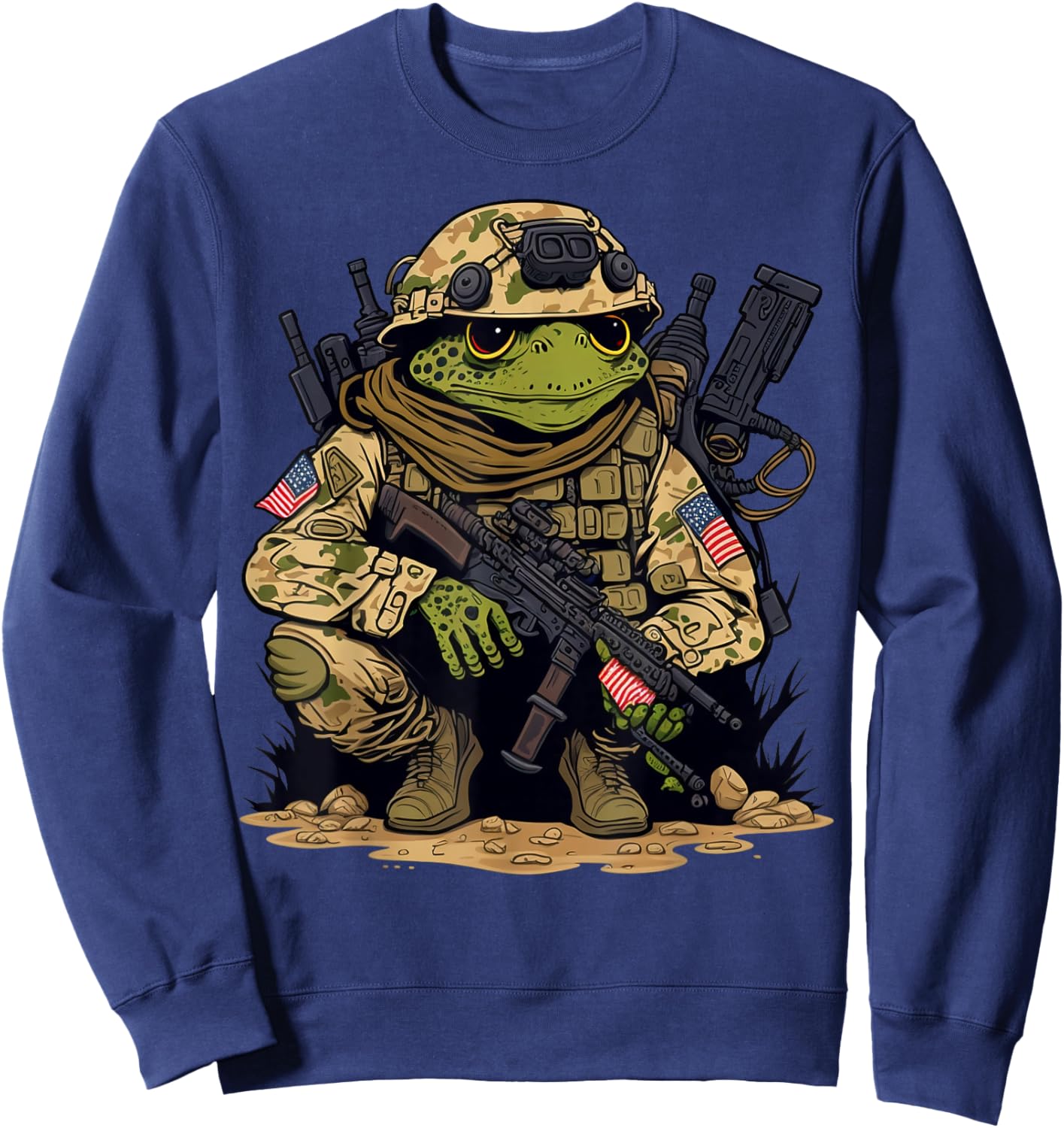 Soldier Frog Army Military Frog Sweatshirt - Sweatshirt | Navy