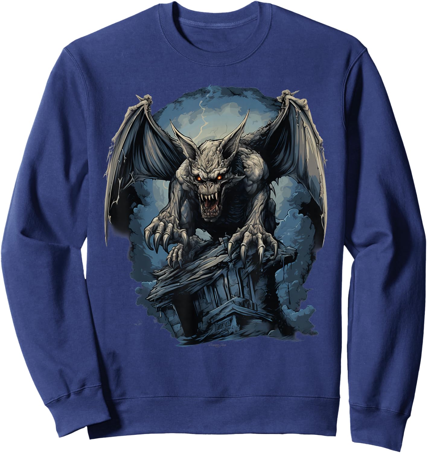 Retro Style Gargoyle Sweatshirt - Sweatshirt | Navy