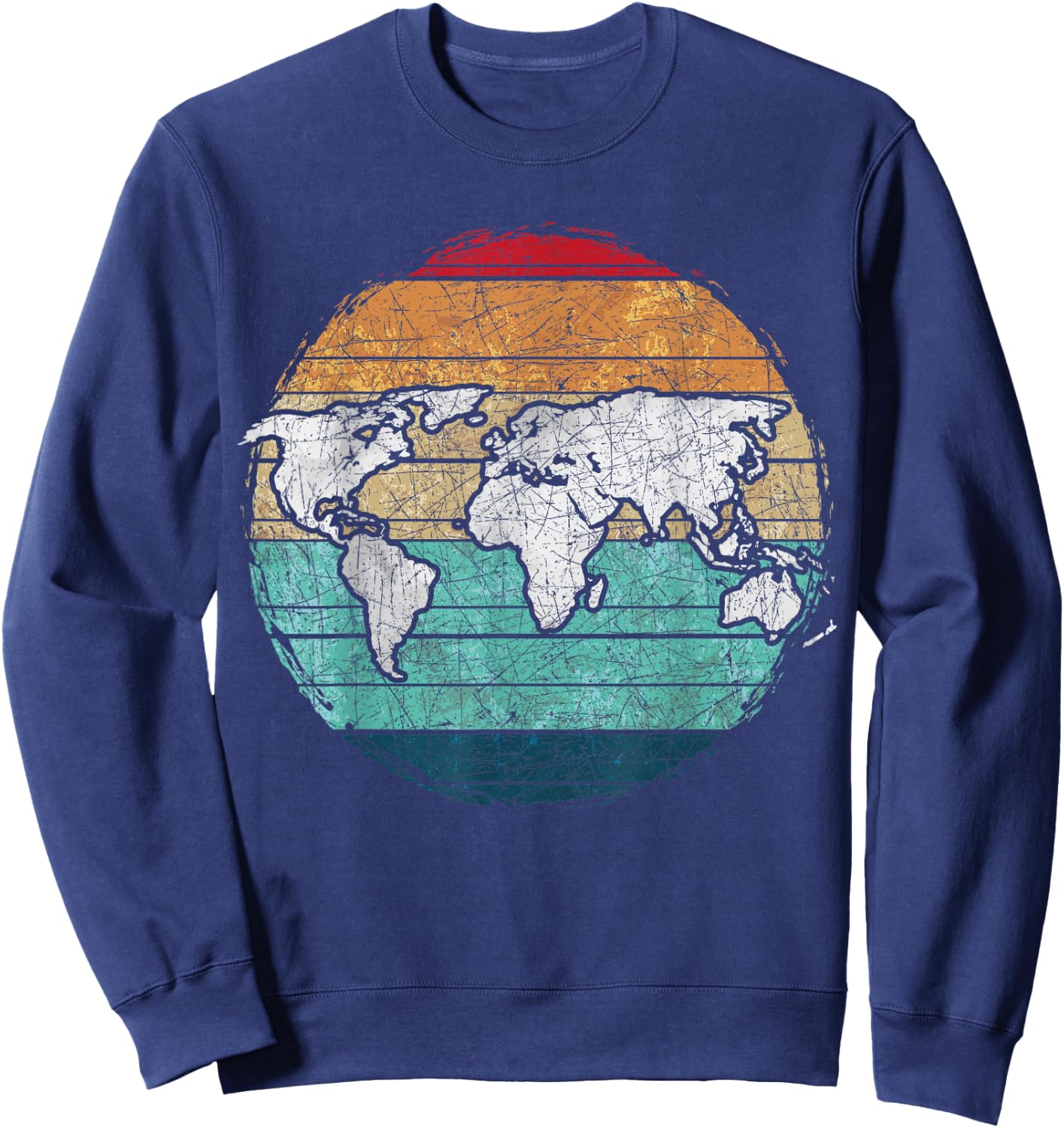 Retro World Map Sweatshirt - Sweatshirt | Navy