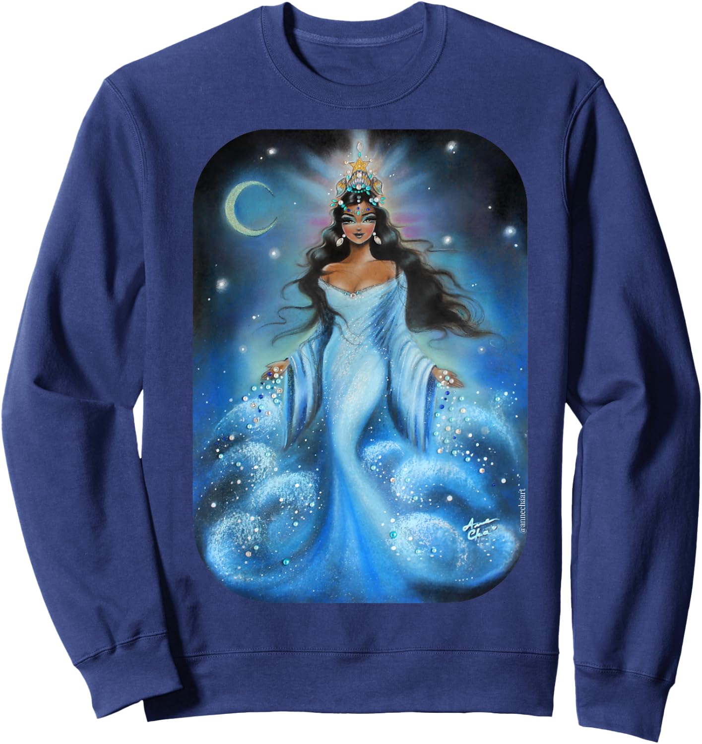 IEMANJA Goddess of Sea Yemaya, Orisha, Umbanda, Ocean Queen Sweatshirt - Sweatshirt | Navy