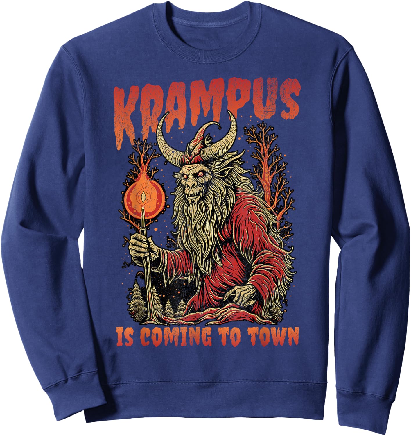 Christmas Krampus Is Coming Hail Santa Clothing Sweatshirt - Sweatshirt | Navy