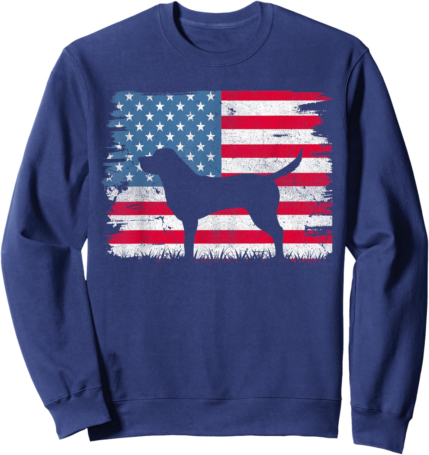 Black Labrador American Flag USA 4th of July Men Women Kids Sweatshirt - Sweatshirt | Navy